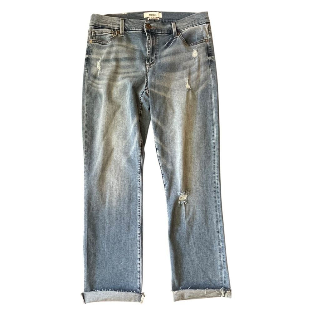 Pistola Blue Ankle Cropped Jeans Lightly Distressed Size 30 Casual